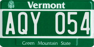VT license plate AQY054