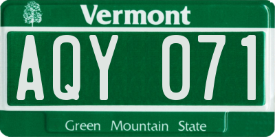 VT license plate AQY071