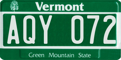 VT license plate AQY072