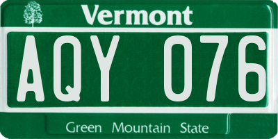 VT license plate AQY076