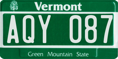 VT license plate AQY087
