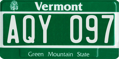 VT license plate AQY097