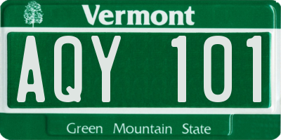 VT license plate AQY101
