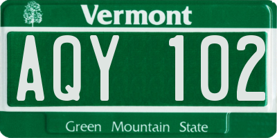 VT license plate AQY102