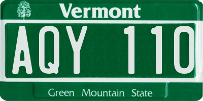 VT license plate AQY110