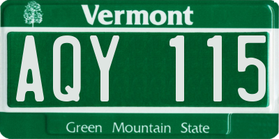VT license plate AQY115
