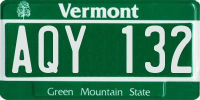 VT license plate AQY132