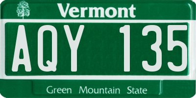 VT license plate AQY135