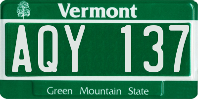 VT license plate AQY137