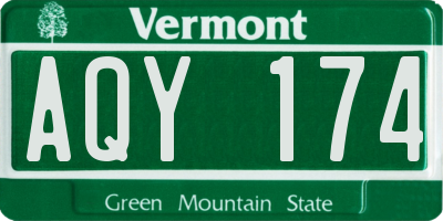 VT license plate AQY174
