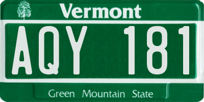 VT license plate AQY181