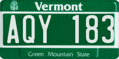 VT license plate AQY183