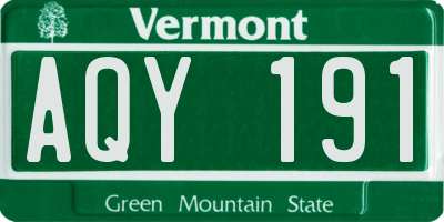 VT license plate AQY191