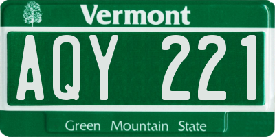 VT license plate AQY221
