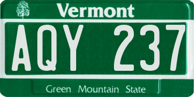 VT license plate AQY237