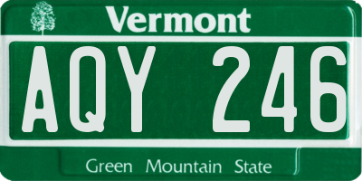 VT license plate AQY246