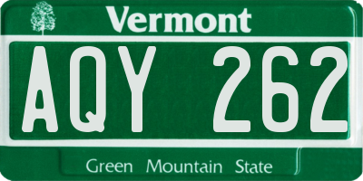 VT license plate AQY262