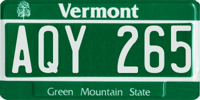 VT license plate AQY265