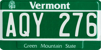 VT license plate AQY276