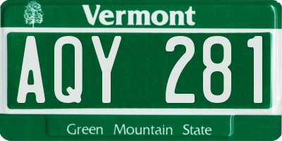 VT license plate AQY281