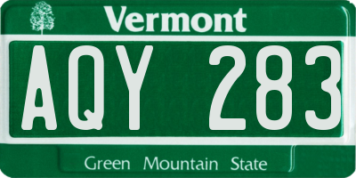 VT license plate AQY283