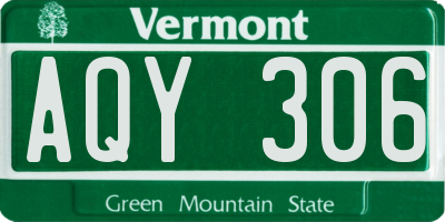 VT license plate AQY306