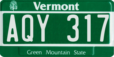 VT license plate AQY317