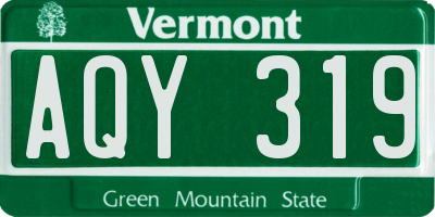 VT license plate AQY319