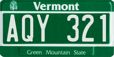 VT license plate AQY321