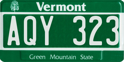 VT license plate AQY323