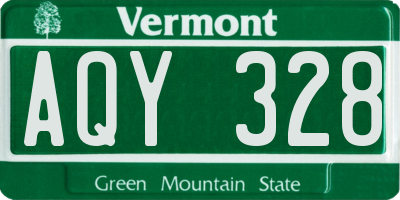 VT license plate AQY328