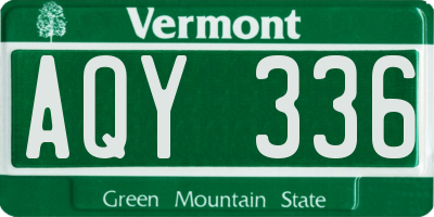 VT license plate AQY336