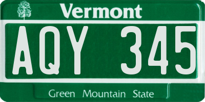 VT license plate AQY345