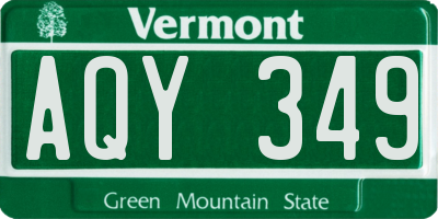 VT license plate AQY349
