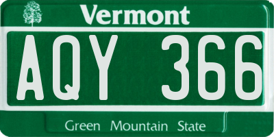 VT license plate AQY366