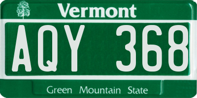 VT license plate AQY368