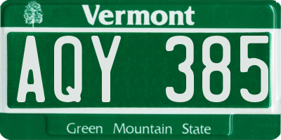 VT license plate AQY385