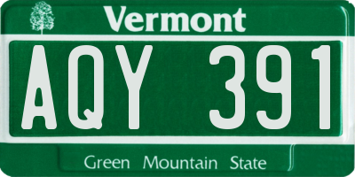 VT license plate AQY391