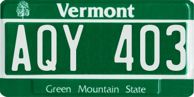 VT license plate AQY403