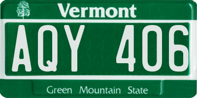 VT license plate AQY406