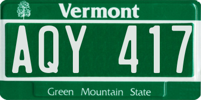 VT license plate AQY417