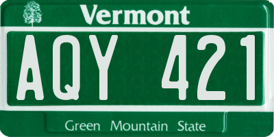 VT license plate AQY421