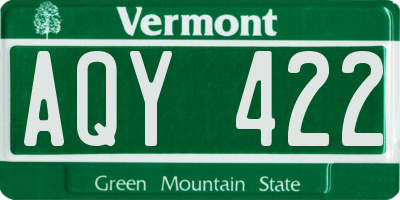 VT license plate AQY422