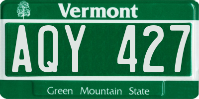 VT license plate AQY427