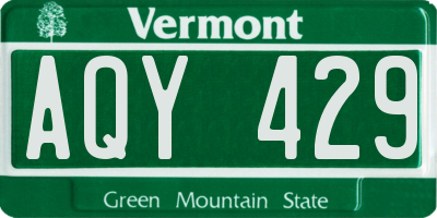 VT license plate AQY429