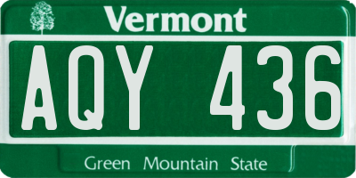 VT license plate AQY436