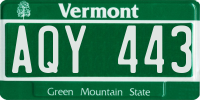 VT license plate AQY443