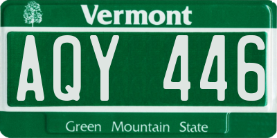 VT license plate AQY446