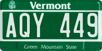 VT license plate AQY449