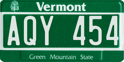 VT license plate AQY454